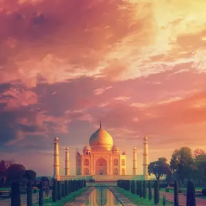 El Taj Mahal sin personas, toma temprano por la mañana. El Taj Mahal sin personas, toma temprano por la mañana.