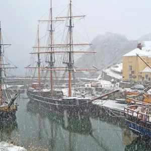 Tall sailing ships in Charlestown harbor England Tall sailing ships in Charlestown harbor England