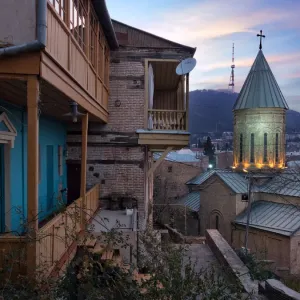 Tbilisi old town at twilight, Georgia Tbilisi old town at twilight, Georgia