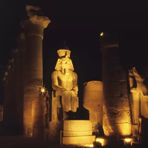 Temple of Luxor, Amenhotep statue, night, Luxor
