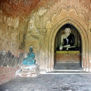terracotta buddha statue Temple, Bagan, unesco ruins Myanmar. Asia