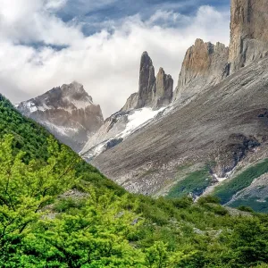 The back of the chain of mountains that include Mount Fitz Roy, in the Patagonian portion of Argentina The back of the chain of mountains that include Mount Fitz Roy, in the Patagonian portion of Argentina