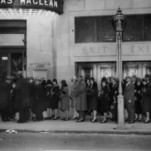Vintage Print of 1930s Theatre Queue outside Plaza Theatre Vintage Print of 1930s Theatre Queue outside Plaza Theatre