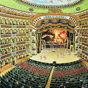 Theatre San Carlo indoors (Royal Theatre of Saint Charles), stage view