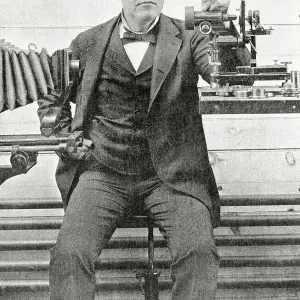 Thomas Edison with Early Camera Device Thomas Edison with Early Camera Device