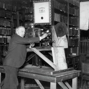 Thomas Edison with Print of First Film Projector, 1905 Thomas Edison with Print of First Film Projector, 1905