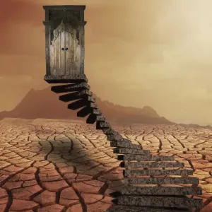 Threshold Desert Landscape Print: Staircase to Vanishing Doorway Threshold Desert Landscape Print: Staircase to Vanishing Doorway
