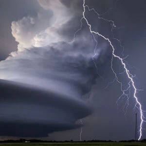 Thunderstorm lightning bolt over Nebraska