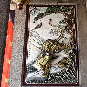 Tiger painting Han Jiang temple Georgetown Penang Malaysia