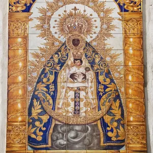Tiled plaque of the Blessed Virgin Mary