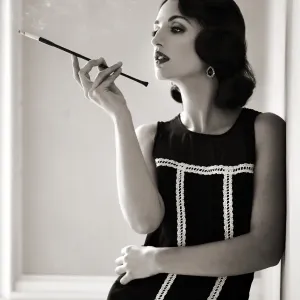 1920s Fashion Print: Vintage Woman with Cigarette Holder 1920s Fashion Print: Vintage Woman with Cigarette Holder