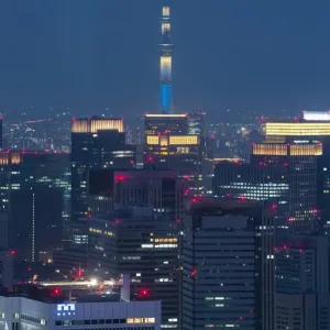 Tokyo skytree at night from Roppongi hill Tokyo skytree at night from Roppongi hill