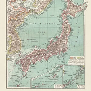 Topographic map of Japan and Corea, lithograph, published 1897