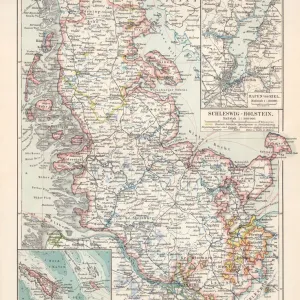1897 Lithograph Print of Schleswig-Holstein Topographic Map 1897 Lithograph Print of Schleswig-Holstein Topographic Map