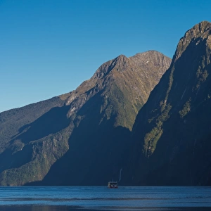 a tourist ferry at Milford Sound