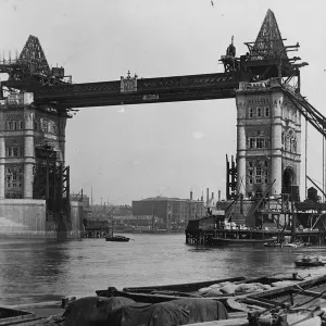 Tower Bridge Construction Print circa 1893