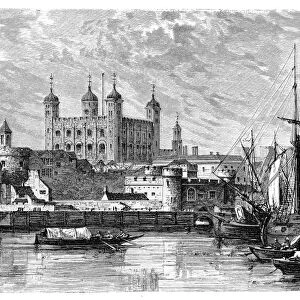 The Tower Of London, exterior view over River Thames