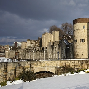 Tower of London UNESCO site in snow