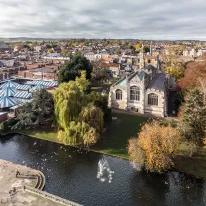 High Angle View of Hitchin in Autumn Print High Angle View of Hitchin in Autumn Print