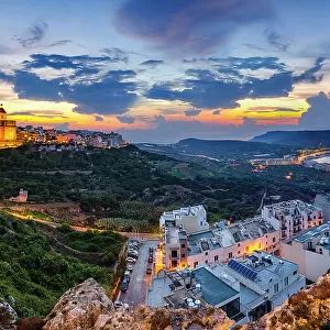 The town of Mellieha sparkles at blue hour