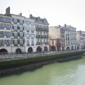 Traditional architecture on Nive river banks, Bayonne, France Traditional architecture on Nive river banks, Bayonne, France