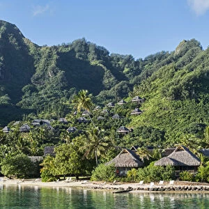 Traditional buildings on a hill, Moorea, French Polynesia