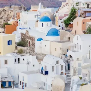 Traditional Greek White Houses Print, Oia Village, Santorini Traditional Greek White Houses Print, Oia Village, Santorini