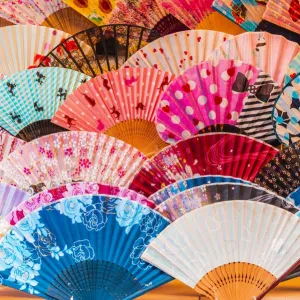 Traditional silk japanese folding fans