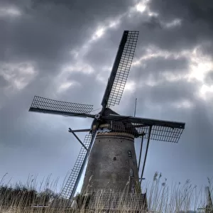 Traditional windmill in Kinderdijk, Netherlands