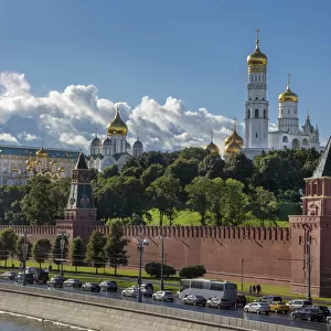 Traffic jam near the Kremlin Complex in Moscow, Russia