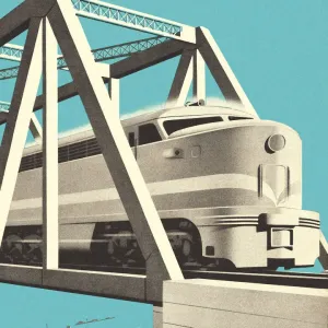 Train Traveling on a Viaduct Train Traveling on a Viaduct