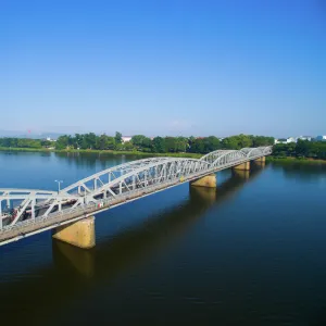 Trang Tien (or Truong Tien) bridge from above in Hue, Vietnam