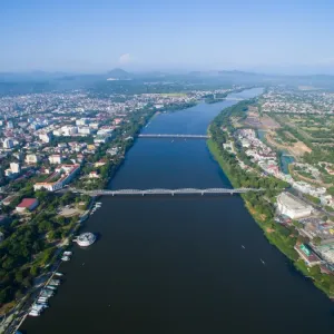 Trang Tien (or Truong Tien) bridge from above in Hue, Vietnam Trang Tien (or Truong Tien) bridge from above in Hue, Vietnam