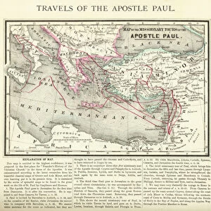 Travels of The Apostle Paul Map Engraving