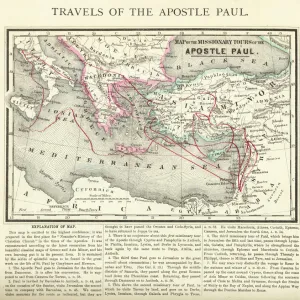 Travels of The Apostle Paul Map Engraving