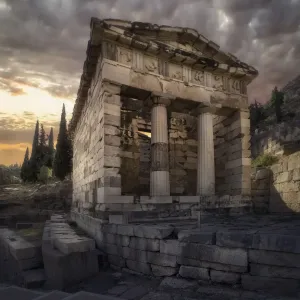The treasure of the Athenians at Delphi oracle archeological site The treasure of the Athenians at Delphi oracle archeological site