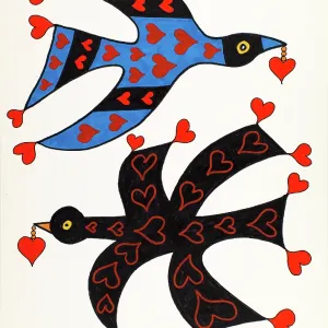"Tribute to Braque (Omaggio a Braque), by Mario De Biasi, from the "Hearts" series, 1995, 20th Century, drawing"