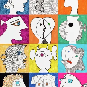 "Tribute to Braque (Omaggio a Braque), by Mario De Biasi, from the "Faces" series, 1999, 20th Century, drawing"