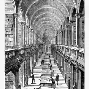 Trinity College Library in Dublin, Ireland Victorian Engraving, Circa 1840 Trinity College Library in Dublin, Ireland Victorian Engraving, Circa 1840