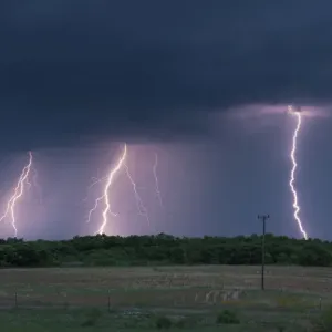 Northwestern Texas Triple Lightning Print Northwestern Texas Triple Lightning Print