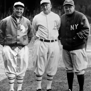 Tris Speaker and Ty Cobb with Babe Ruth