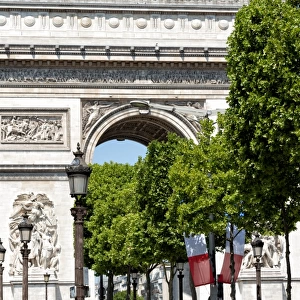 Triumph Arc and french flag, Paris, France