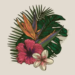 Tropical Plant and Floral Bouquet Print Tropical Plant and Floral Bouquet Print