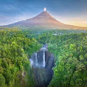 Tumpak Sewu Waterfall with Semeru Volcano, East Java, Indonesia Tumpak Sewu Waterfall with Semeru Volcano, East Java, Indonesia