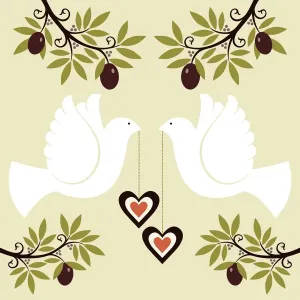 Two Turtle Doves Print, a watercolor illustration of two doves Two Turtle Doves Print, a watercolor illustration of two doves