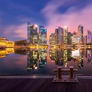 Twilight Downtown Singapore city