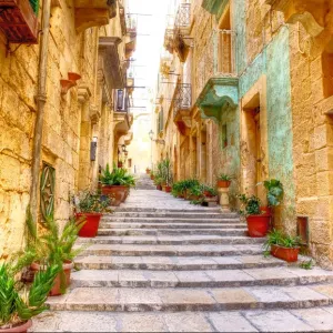 Typical narrow street with stairs Typical narrow street with stairs