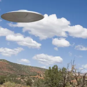 UFO Flying Over Desert Print UFO Flying Over Desert Print