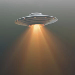 UFO with light, illustration