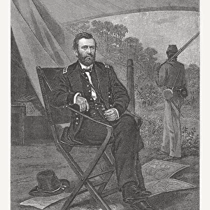 Ulysses Simpson Grant (1822-1885), 18th U. S. president, woodcut, published 1886